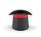 3d rendering of a illusionist`s black hat standing overturned on a white background.