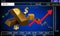 3d rendering illustration of gold bar and dollar sign with blurred financial chart background concept stock market finance
