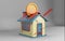 3d rendering illustration of home savings. Coins put into house with chimney like piggy bank. rising arrow indicates increase in