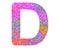 3d rendering illustration of the letter D made out of colorful glitter on a white background