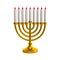 3D rendering illustration menorah golden nine candle holder  on white background