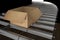 3d rendering : illustration of Perspective view of Cardboard boxes on Conveyor Belt of steel.box open.warehouse and logistics