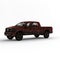 3D rendering illustration of a red pickup truck against a bright white background