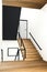 3D rendering : illustration of stair zone step up to next floor in a spacious apartment.