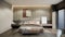 3d rendering interior modern mockup apartment bedroom design and decoration in beige and brown color wooden floor.