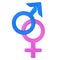 3D Rendering of interlocking male and female gender symbols