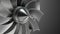 3D Rendering jet engine, close-up view jet engine blades. Closeup shot of spinning jet engine front fan.