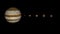 3d rendering of Jupiter planet and moons