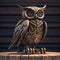 A 3D rendering of a kinetic metal owl statue positioned atop a table, featuring steampunk design elements, Generative Ai