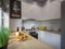 3d rendering kitchen decor. Interior design in a modern style