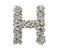 3d rendering of a large isolated large letter H made of one hundred dollar bills.
