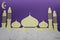 3d rendering of Large Mosque, Large Cloud And Purple Background