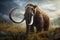 3D Rendering of a large woolly mammoth in the mountains, Prehistoric mammoth, AI Generated