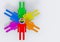 3d rendering. Lgbt color male and female icon symbol in circle round mean as rainbow pride community concept