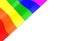 3d rendering. Lgbtq rainbow color curve pattern flag design on white wall background.