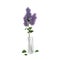 3D rendering of a lilac branch in a glass vase isolated on a white background
