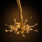 3d rendering, liquid gold splash, metallic jet, oil, beverage, golden splashing clip art, artistic paint, abstract design element