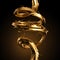 3d rendering, liquid spiral gold splash, artistic paint metallic jet, shiny wave, golden splashing clip art, abstract design
