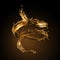 3d rendering, liquid spiral gold splash, artistic paint metallic jet, swirl, wave, golden splashing clip art, abstract design