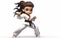 3D Rendering of a Little Taekwondo Girl Isolated on White