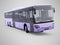 3d rendering long travel bus turns on gray background with shadow