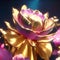 3d rendering of a lotus flower with golden petals. Generative AI