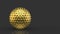 3d rendering. Luxurious Golden golf ball prize on dark gray background