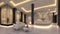 3D rendering of a luxurious hotel lobby.