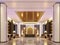 3D Rendering luxury Reception Lobby with gold metal decorate