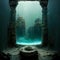 3D rendering of the magical underwater ruins