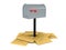 3D Rendering of mailbox with envelopes stacked around