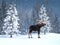 3D rendering of a majestic moose in a winter landscape