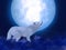 3D rendering of a majestic white wolf in moonlight