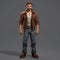 3d Rendering Of Male Casual Game Character In Brown Jeans And Leather Jacket