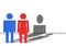 3d rendering. Male and female Gender sign with Man shadow is higher than woman. Gender pay gap concept.