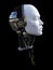 3D rendering of male robotic head in profile.