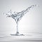 3D rendering of the martini glass with water drops