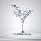 3D rendering of the martini glass with water drops