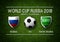 3D rendering - Match schedule, Russia vs Saudi Arabia, flags of countries participating to the international tournament in Russia
