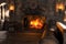 3D Rendering Medieval Bedroom Fireplace
