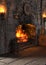 3D Rendering Medieval Bedroom Fireplace