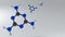 3d rendering of melamine molecules and red plastic plate.