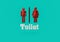 3d rendering of Men and Women toilet sign on blue background