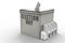 3d rendering of Metal chrome election box with election booth is