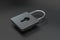 3d rendering, metal lock with digital concept background