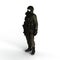 A 3d rendering of a military soldier standing with a gun