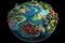 3D rendering of a miniature Planet Earth with green forests, clean rivers, and diverse wildlife. Generative AI