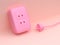 3d rendering minimal abstract pink scene power plug-electricity technology