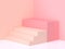 3d rendering minimal background pink-cream wall corner staircase podium