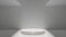 3D Rendering of minimal white podium in empty cement room. For modern product showcase display
